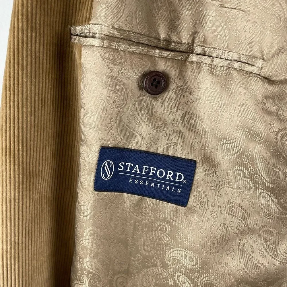 Stafford Essentials Men's Tan Corduroy Blazer Size 42R